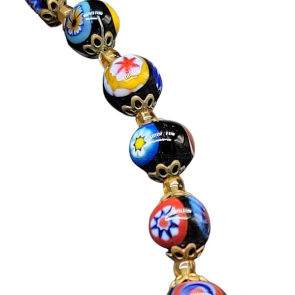 Handpainted Millefiori Pearl Necklace 23" Graduated Sizes Iconic Italian Design - Picture 16 of 16